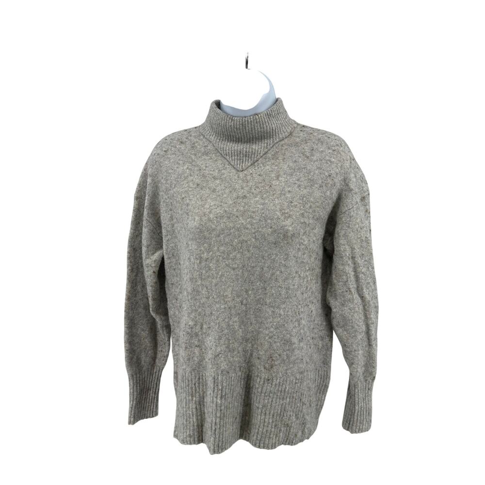 Everlane Mock Neck Sweater WMNS Small Gray Cozy-Stretch Pullover V-shaped Seam